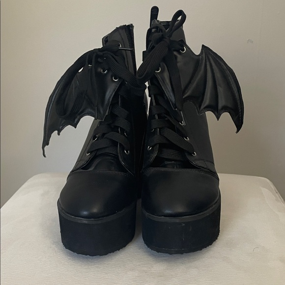 Iron Fist Shoes - Iron Fist Black Winged Platform Boots